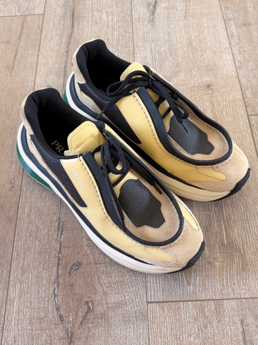 Men's Prada Systeme Brushed Leather Derby Sneakers Size 10